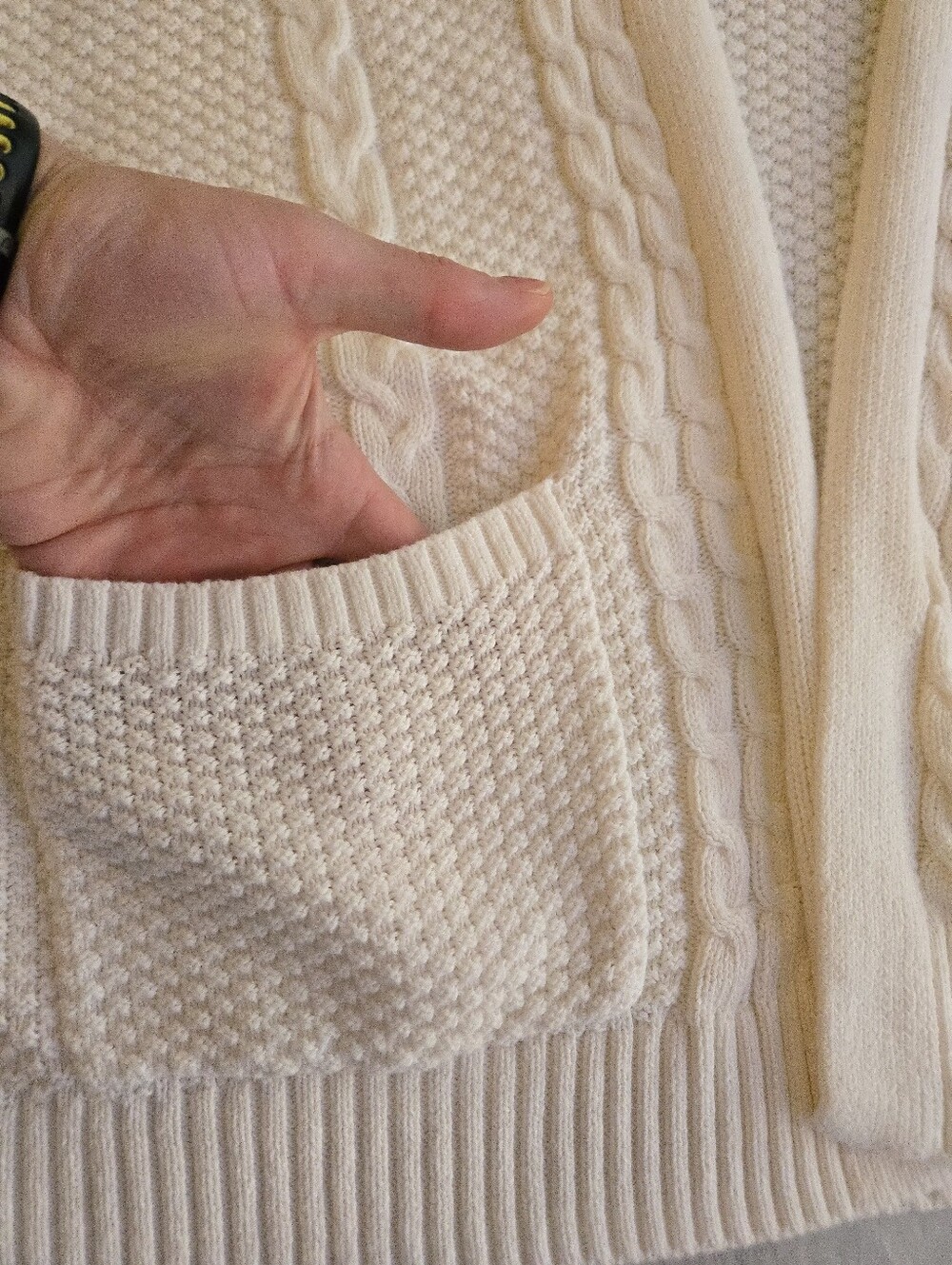 Hollister Ivory White Comfy Cloud Easy No Close Cardigan Pockets Cotton HAL3 - Picture 6 of 12